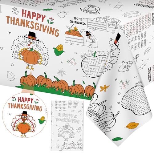 Happy Thanksgiving Coloring Tablecloth for Kids Giant Thanksgiving Paper Activity Table Co - image 8