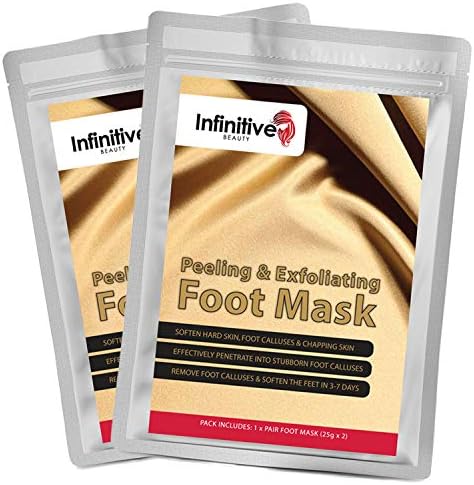 4 x Pairs Of Exfoliating Foot Mask Peeling Feet Masks Pair, Exfoliator, Exfoliater, Exfoliating Scrub, Whitening and Moisturiser, Clear Foot Odour, Remove Hard Dead Skin, Soft Feet, Cleanser, 7 Days Effective by Infinitive Beauty