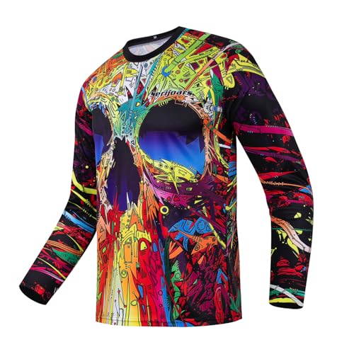 Men's Mountain Bike Jersey Long Sleeve MTB Off-Road Motocross Jersey Quick Dry Downhill&Motocross...