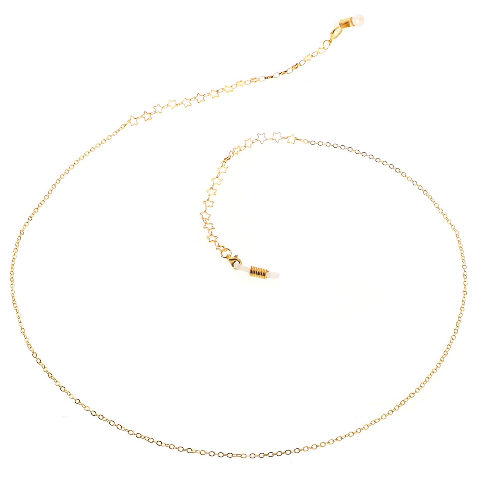 MOVKZACV Cadena de gafas para mujer en oro de acero inoxidable, correa de cadena de máscara, no deslizante, correa larga, antielegante, soporte para gafas de sol