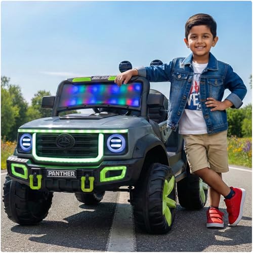 Image of Toyzone Panther Electric Jeep (Grey) | 12V Rechargeable Ride on with 5Ah Battery | Music Player with BT, USB & AUX | Smooth Acceleration | 6M Battery Warranty | Age 3-10 Years, Upto 50 kg