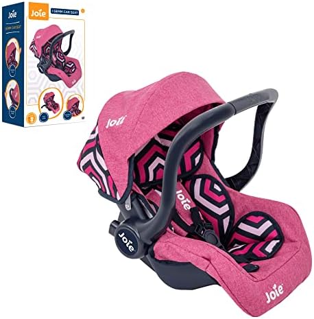 Joie Junior I-Gemm Car Seat | Baby Doll Travel Car Seat With Storage | Dolls Car Seat | Pink Geometric Dolly Car Seat | Prams, Pushchairs and Dolls Accessories For Kids Boys & Girls Age 3 Years+