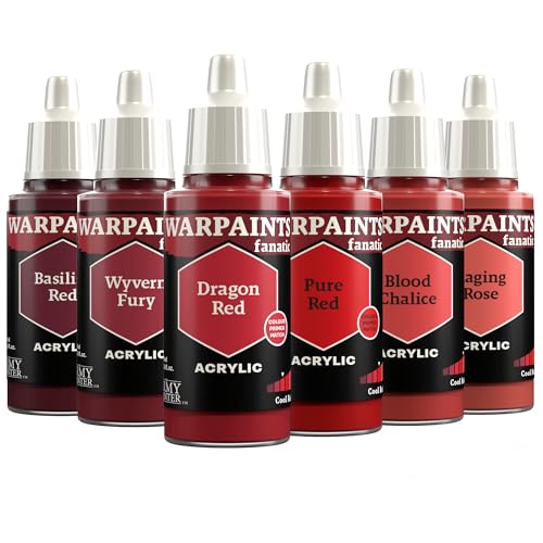 The Army Painter, Warpaints Fanatic Flexible Triad: Cool Reds, 6 x 18 ml acrylic paints - Miniature quality hobby paint for Dungeons and Dragons (DnD) & Warhammer Miniatures