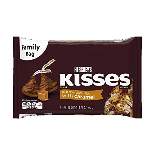 HERSHEY'S Kisses Chocolate Candy, Caramel Filled, 18.8 Ounce Family Bag (Pack of 3)