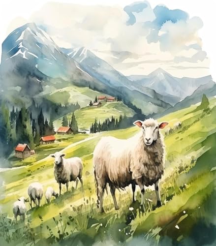 Paint by Numbers Goat Sheep Canvas DIY Oil Painting for Adults Beginner with Brushes and Acrylic Pigment- 16