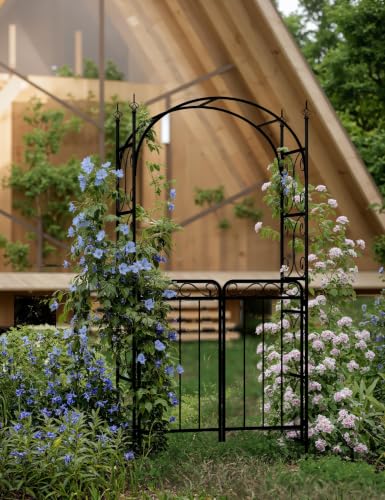 Garvee 2,4 m Metall Gartenbogen, Stahl Rankgitter Für Den Mit Erdspießen-5
