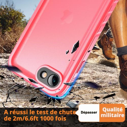 Coque iPhone 8 antichoc et imperméable protection intégrale rose