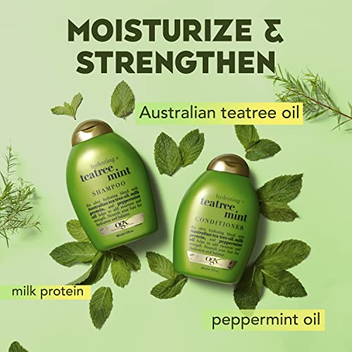 Ogx Hydrating + Tea Tree Mint Shampoo, Nourishing & Invigorating Scalp Shampoo With Tea Tree & Peppermint Oil & Milk Proteins, Paraben-Free, Sulfate-Free Surfactants, 13 Fl Oz #TOP4