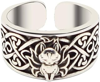 Nine - Tailed Fox Ring: A Symbol of Ancient Chinese Tale with Adjustable Open Design and Brass - Plated Silver Material