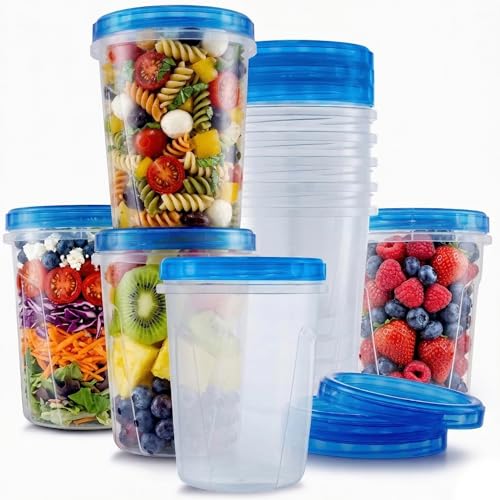 Tafura 10 Pack 32 Oz Freezer Storage Containers Leak-Proof - BPA Free Soup Containers with Lids - Reusable Freezer Containers for Food with Twist Top Lids - Ideal for Meal Prep, Leftovers & Pantry