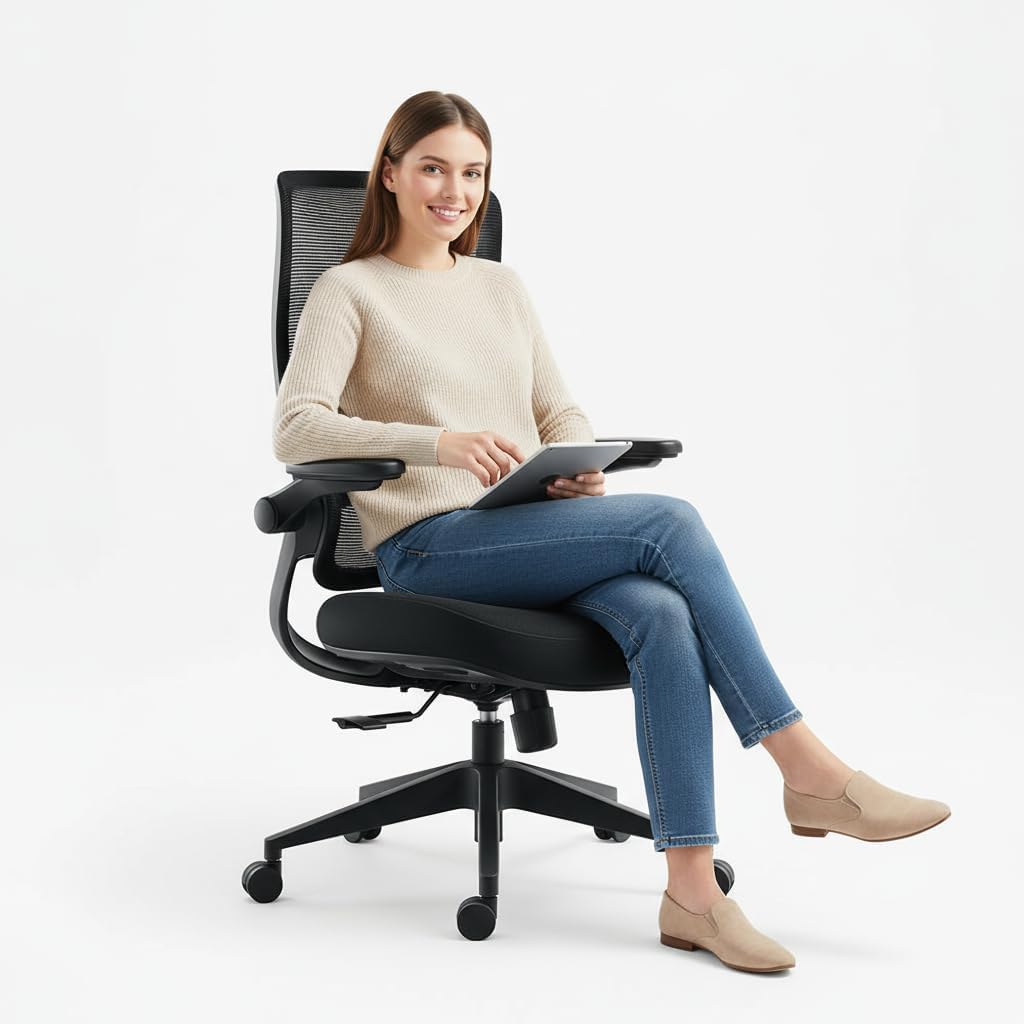 Sunaofe Resistance Ergonomic Office Chair with 135° Recline, 3D Armrests, Breathable Mesh & Adaptive Lumbar Support - 5 Year Warranty