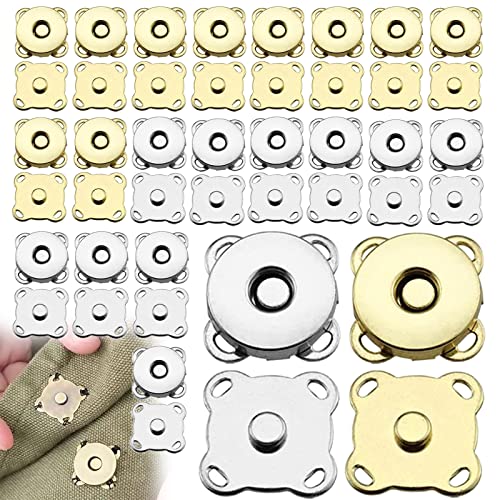 ZoeTekway 20 pares de botones magnéticos, botones a presión para coser, bolsillos con cierre magnético, botón magnético de 14 mm, para manualidades, costura, bolsos, 2 colores Cover