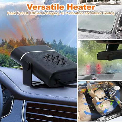 Image of 2 in 1 Car Heater 150W 12V Portable Fast Heating Defroster & Defogger Fan | Quick Window Demister with 360 Rotation | Plug-In Cigarette Lighter Auto Heater for Winter Driving
