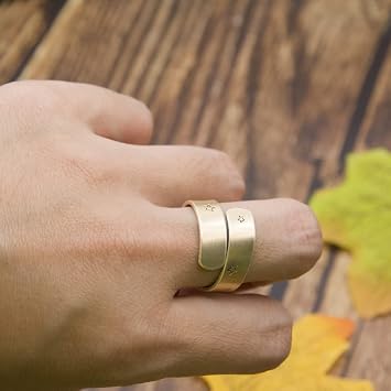 ABBECIAO Flat Brass Ring Blanks for Metal Stamping and Jewelry Making, Ring Size 7-9, 1/4 2-1/4, Pack of 12