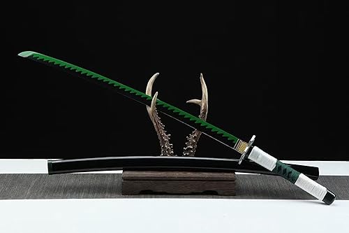 Miniatura 3 de Espada Demon Slayer, Katana samurái de acero al carbono 1060 hecha a mano, hoja de corte afilada de metal de espiga completa, espada de anime