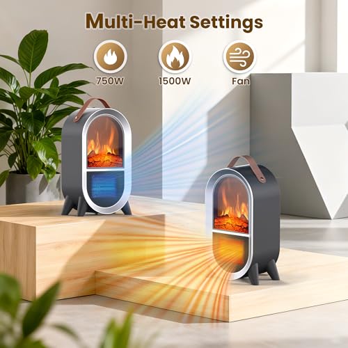Image of Riseon Portable Electric Fireplace Heater for Home Office, Black