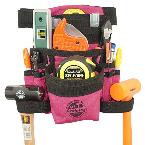 Graintex Cs2434 10 Pocket Finisher Tool Pouch Pink Color Rip-Stop Canvas With 2” Webbing Belt For Constructors, Electricians, Plumbers, Handymen #TOP7
