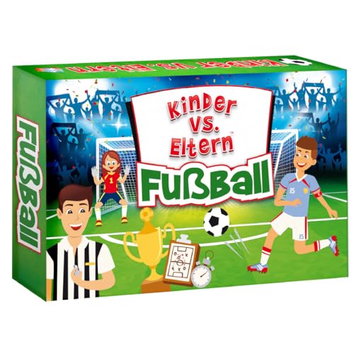 Kinder vs. Eltern Fußball Quizspiel ab 6 Jahren mit 54 Spielkarten 156 Fragen Kartenspiel für Kinder und Erwachsene Familienspiel Fußballwissen Geschenk für Jungen Mädchen Fans
