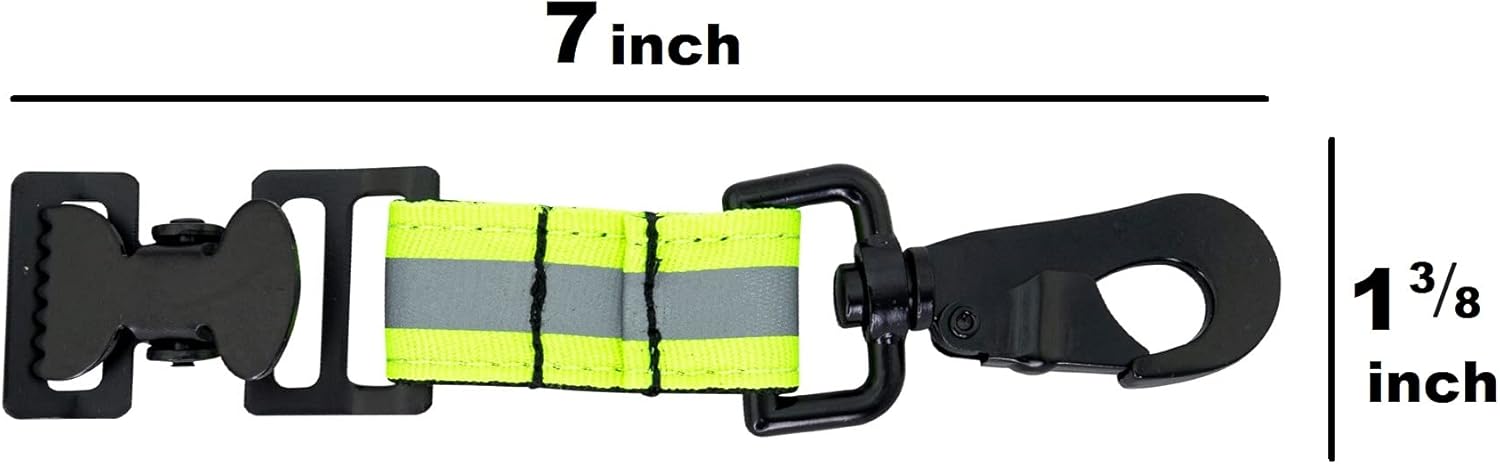 LINE2design Glove Strap - Firefighter Work Glove Holder - Emergency Firefighting Rescue Turnout Gear Reflective Nylon Webbing Gloves Safety Leash with Heavy Duty Alligator Clip - Green