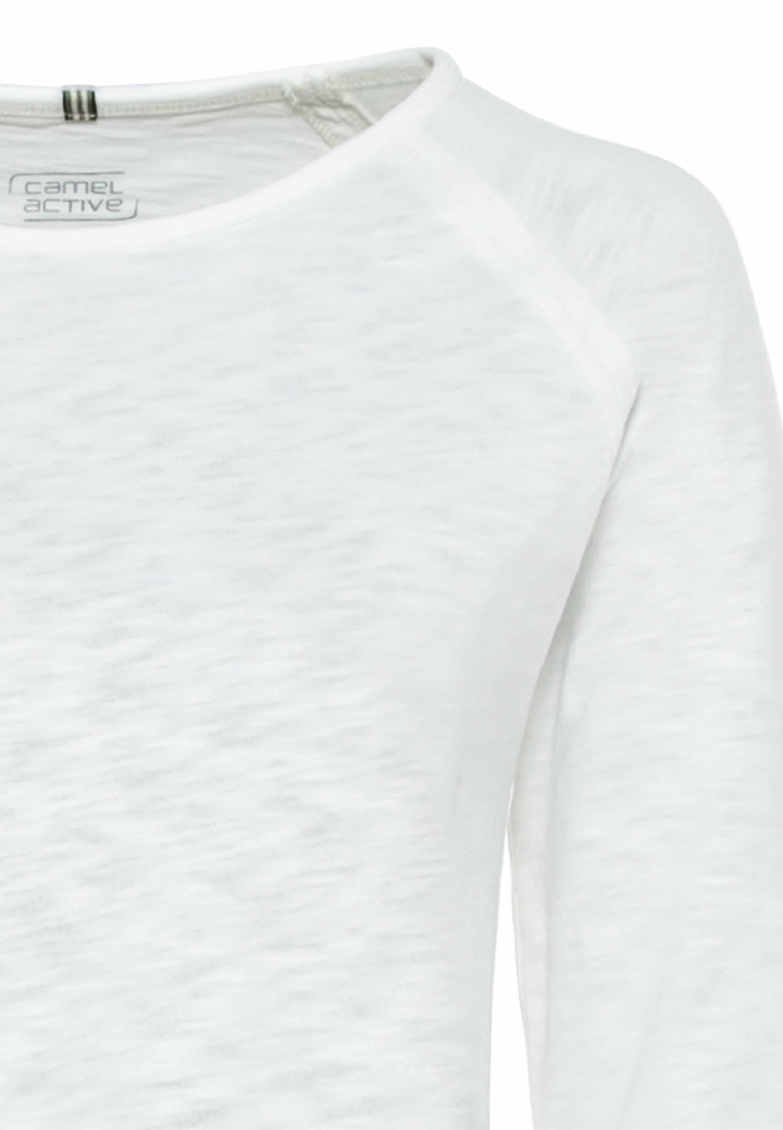 camel active Damen Basic Langarm T-Shirt mit Rundhalsausschnitt aus Reiner Baumwolle | atmungsaktives langarm Shirt leicht meliert mit Rundhalsausschnitt im Regular Fit