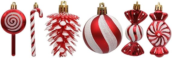 13Pcs Christmas Candy Canes Plastic Candy Decorations Peppermint Ornaments for Christmas Tree Candy Lollipop Craft Decor for Xmas Home Party Supplies (Red)