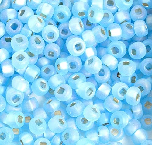 Czech Glass Seed Beads 2/0 (6.1mm Diameter) Silver Lined Transparent Aqua AB DIY Jewelry Making Beads - 500g Bulk Bag by Preciosa (Jablonex)