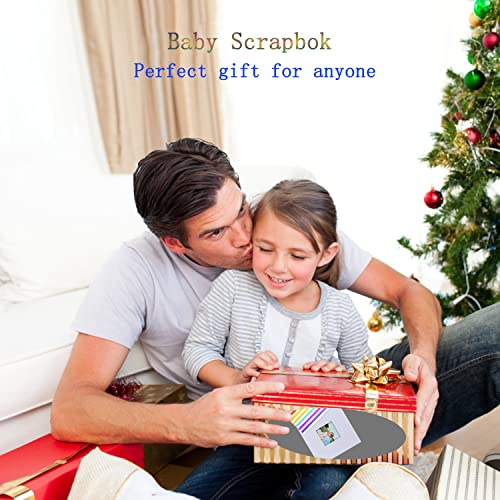 Scrapbook Photo Album With Black Paper Pages,Diy Scrapbook Album Black Sheet Pages For Wedding Anniversary Baby Family Memory Gift (7" Baby Album / White) #TOP2