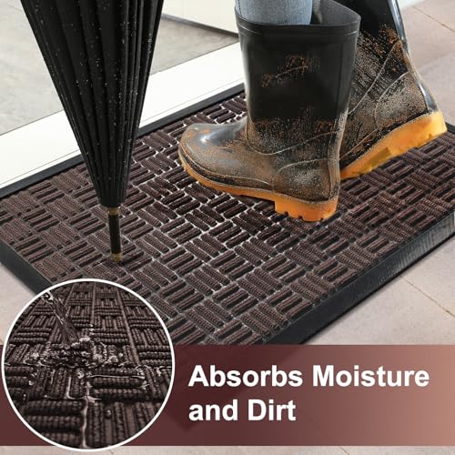 image for Mibao Front Door Mat, Heavy Duty Durable Welcome Mat for Outdoor Indoo