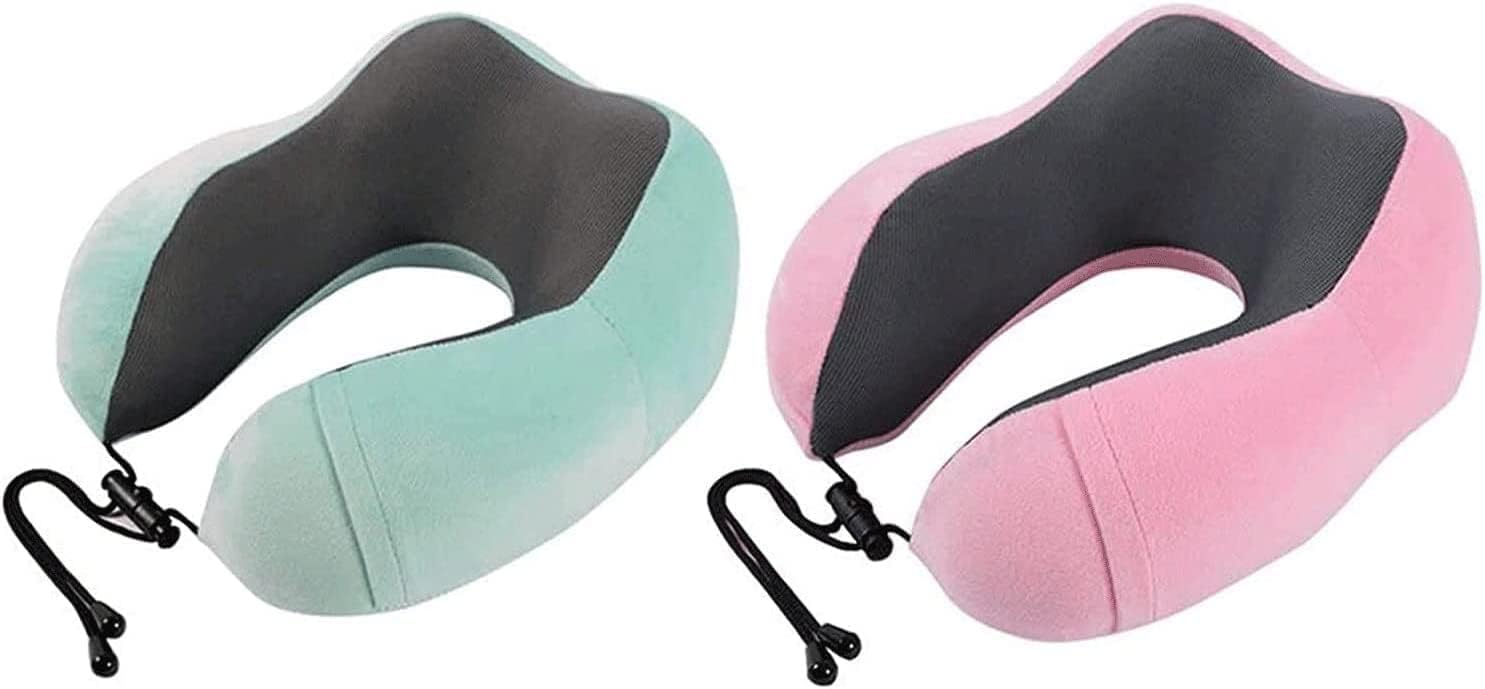 Travel Pillow 100% Pure Memory Foam Neck Pillow with Storage Bag, Sleep Mask and Earplugs-Prevent The Heads from Falling Forward for Airplanes, Train, Car, Home and Office