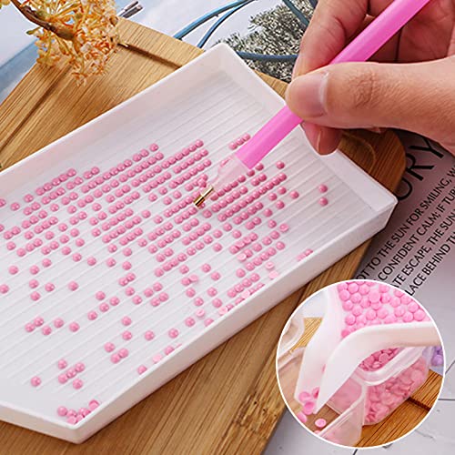 SourceTon 50 pcs Diamond Art Paintings, Diamond Art Tools, for 5D Diamond Art Paintings, Including Red Rubber Block, Diamond Bag, Label Sticker, Drill Pen, Tweezers, Corrector, Plastic Tray - Thumbnail 5