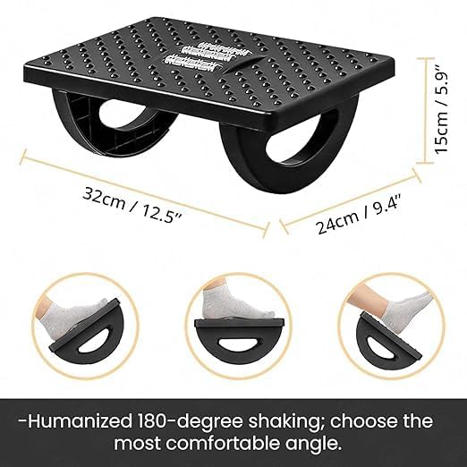 Image of VIRIX Footrest for Office Chair with Massage Texture and Roller, Ergonomic Under Desk with, Non-Slip Foot Stools for,Leg Resting Stool for Home, Table and Sofa