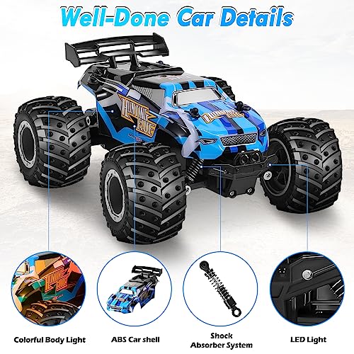Remote Control Car, Remote Control Truck, 2.4Ghz All Terrain Off-Road Monster Truck, 20 KM/H Rc Cars with LED Bodylight and 2 Rechargeable Batteries Toys for Boys - Image 6