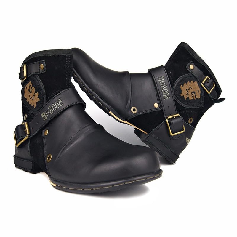 Men's Retro Hiking Boots Classic Breathable Lightweight Non-Slip Outdoor Zip Motorcycle Boots Cowboy Boots2