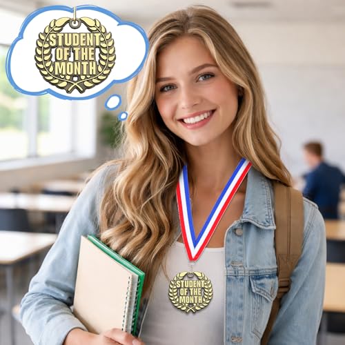 Image of Kenning 2'' Gold Award Medals Bulk Winner Medals with Neck Ribbons Metal Trophy Award Prize Gift for Tournaments Participation Competitions Party