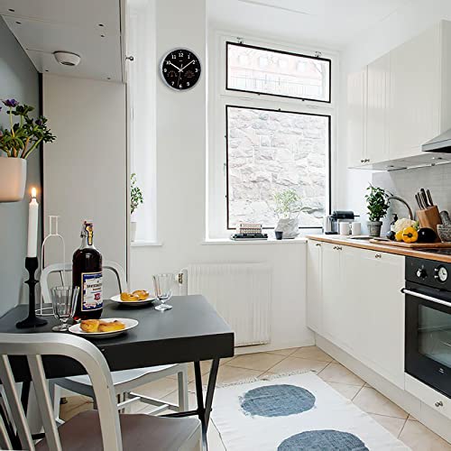 Atomic Wall Clock With Hygrometer And Thermometer Radio Wave Analog Clocks Battery Operated Round Easy To Read For Living Room Bathroom Kitchen Lanai Home Office School Travel Trailer 10'' Silver #TOP2