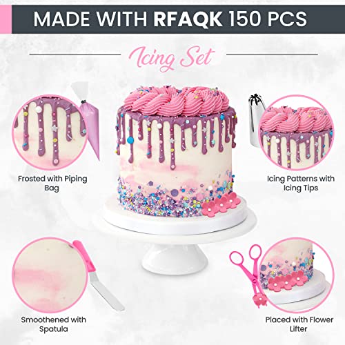 150Pcs Cake Decorating Kit For Beginners, Piping Bags And Tips Set, Cupcake Decorating Kit & Frosting Piping Kit For Cake Decorations,55 Piping Tips, 40 Disposable Piping Bags,Silicon Bag & Much More #TOP6