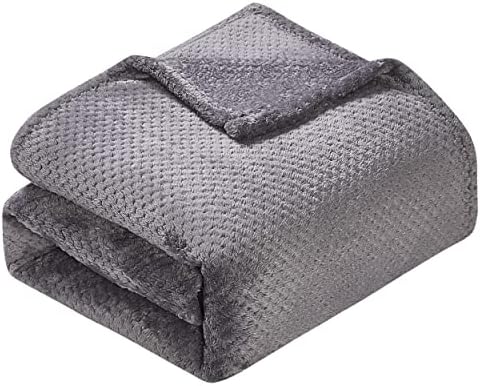 Thesis Fleece Blanket Queen Blanket for Bed Charcoal Waffle Blanket – Waffle Textured Microfiber Bed Blanket Queen Size Blanket Cozy Soft Blanket, 90x90 Inches