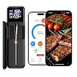 Smart Wireless Meat Thermometer, Digital Cooking Thermometer with Dual High-Accuracy Sensors, Ceramic Heat-Resistant Probe, Instant Read LCD & App Control for Kitchen,BBQ, Oven,Grill,Air Fryer, Black