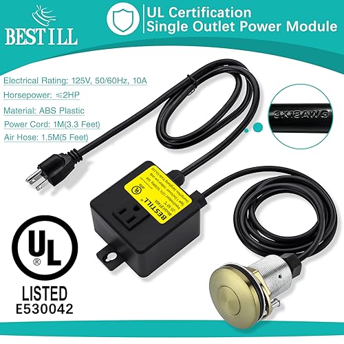 Garbage Disposal Air Switch Kit, Brushed Gold Stainless