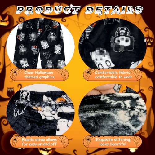 Cartoon Pyjama, Pyjama Halloween, Katze Pyjamas, Schlafanzughose Damen Lang, Flanell Pyjmahose Damen, Bequemer und Flauschiger Freizeitpyjma für Herbst und Winter