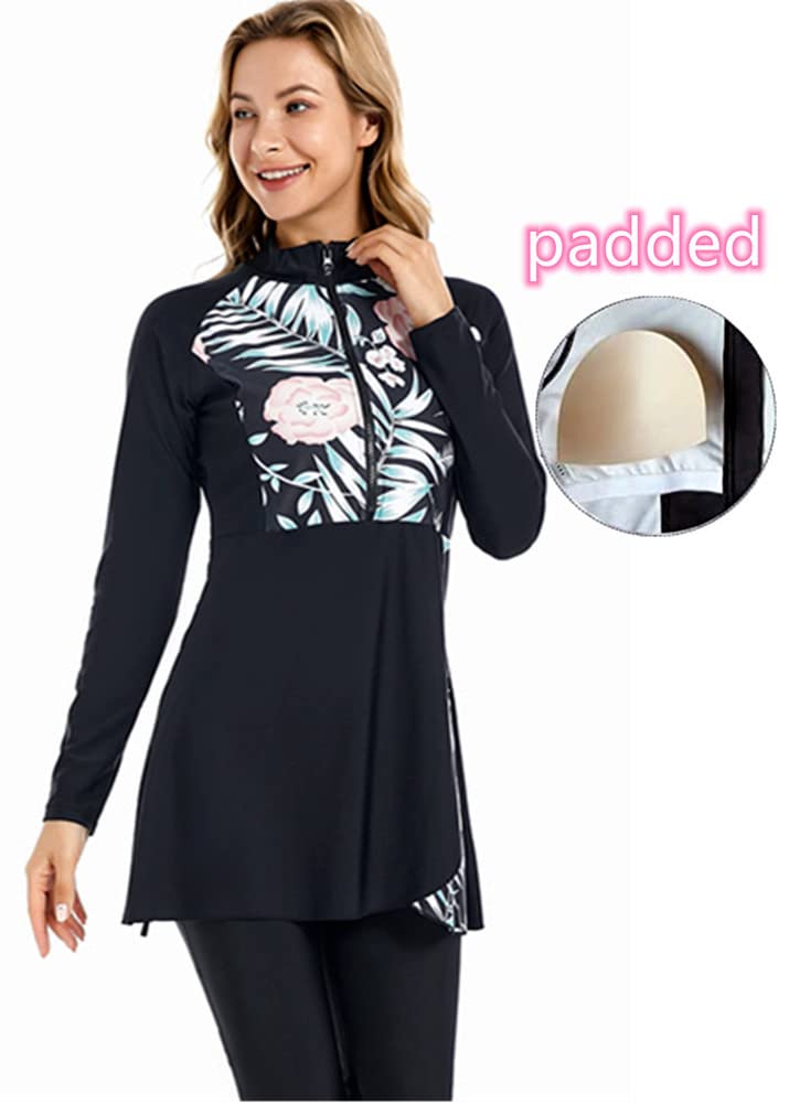 Muslim Swimsuit for Women Modest Swimwear Burkini Islamic Swimming Suit Plus Size Long Sleeve Bathing Suit (6XL, X4)