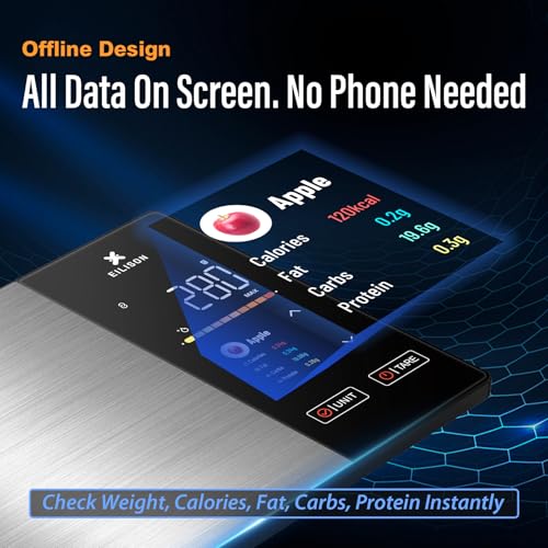 EILISON Smart Kitchen Scale with Nutrition Calculator, Digital Food Scale, Large TFT Color Display, Bluetooth App for 999+ Foods, Calorie Counter & 24 Nutrients Analyzer, 5000g Capacity (Black) by EILISON - Image 4
