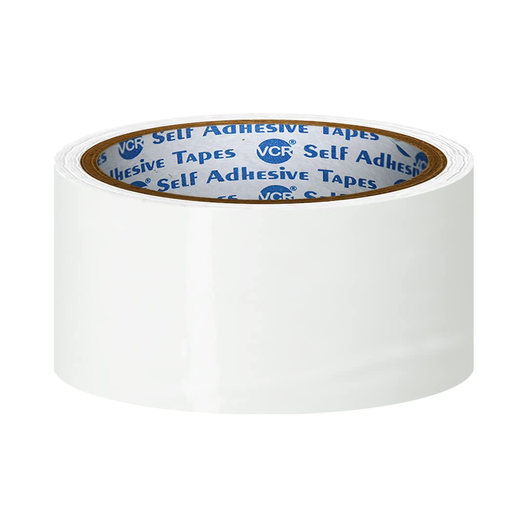 VCR White Color Tape - Milky - 50 Meters in Length - 48mm / 2" Width - 01 Roll Per Pack - BOPP Self Adhesive Tape for Arts and Craft use, Box Packing, Office and Home use-image-13