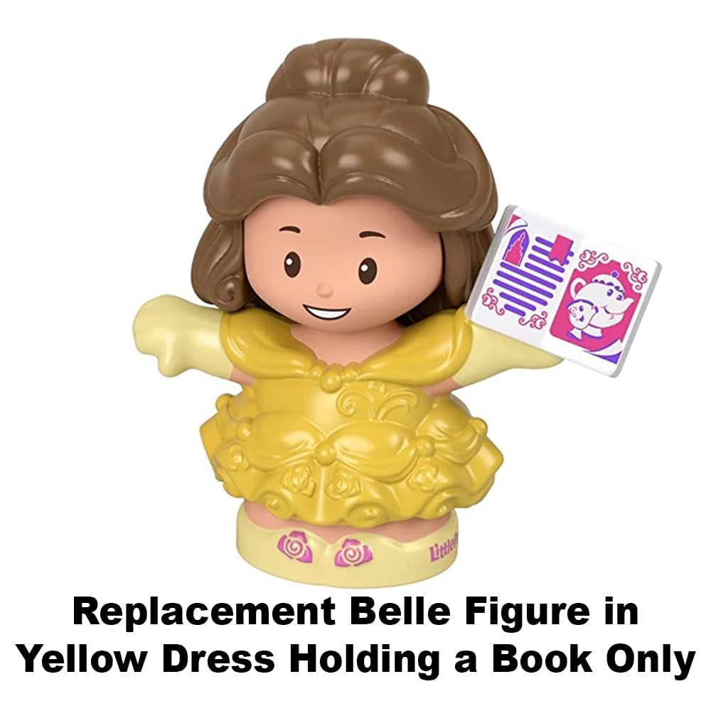 Pieza de repuesto para Fisher-Price Little People Princess Parade Belle & Chip Float - GKR21 ~ Figura de Belle de repuesto en vestido amarillo sosteniendo un libro