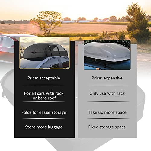 Sunpie Car Roof Top Cargo Carrier Bag With Anti-Slip Mat, Upgrade 20 Cubic Waterproof Luggage Bag Suv Soft-Shell Roof Rack Cargo Carrier For Cars With/Without Racks- Waterproof & Coated Zippers #TOP5