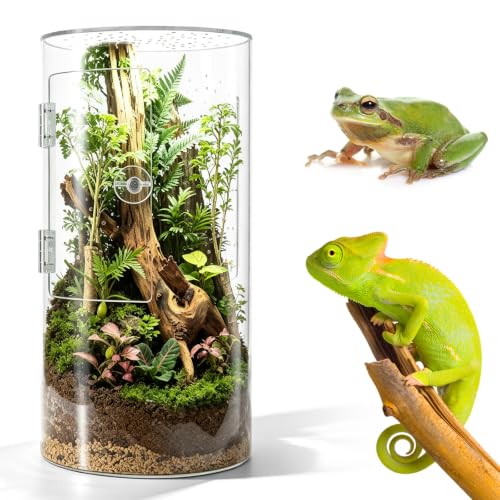 ADEMOKE terrarium cylindrique acrylique à ouverture frontale