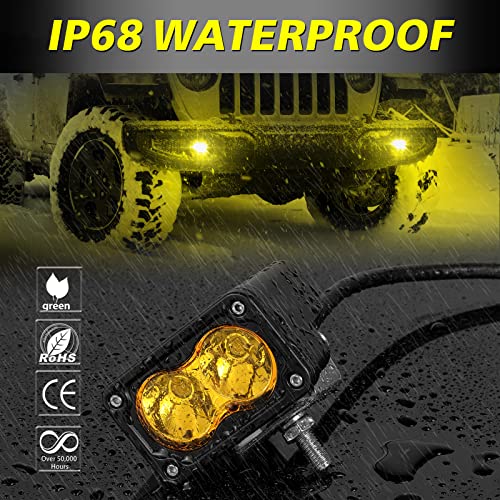 Akd Part Yellow Led Pods + Magnetic Base Mount Bracket #TOP3