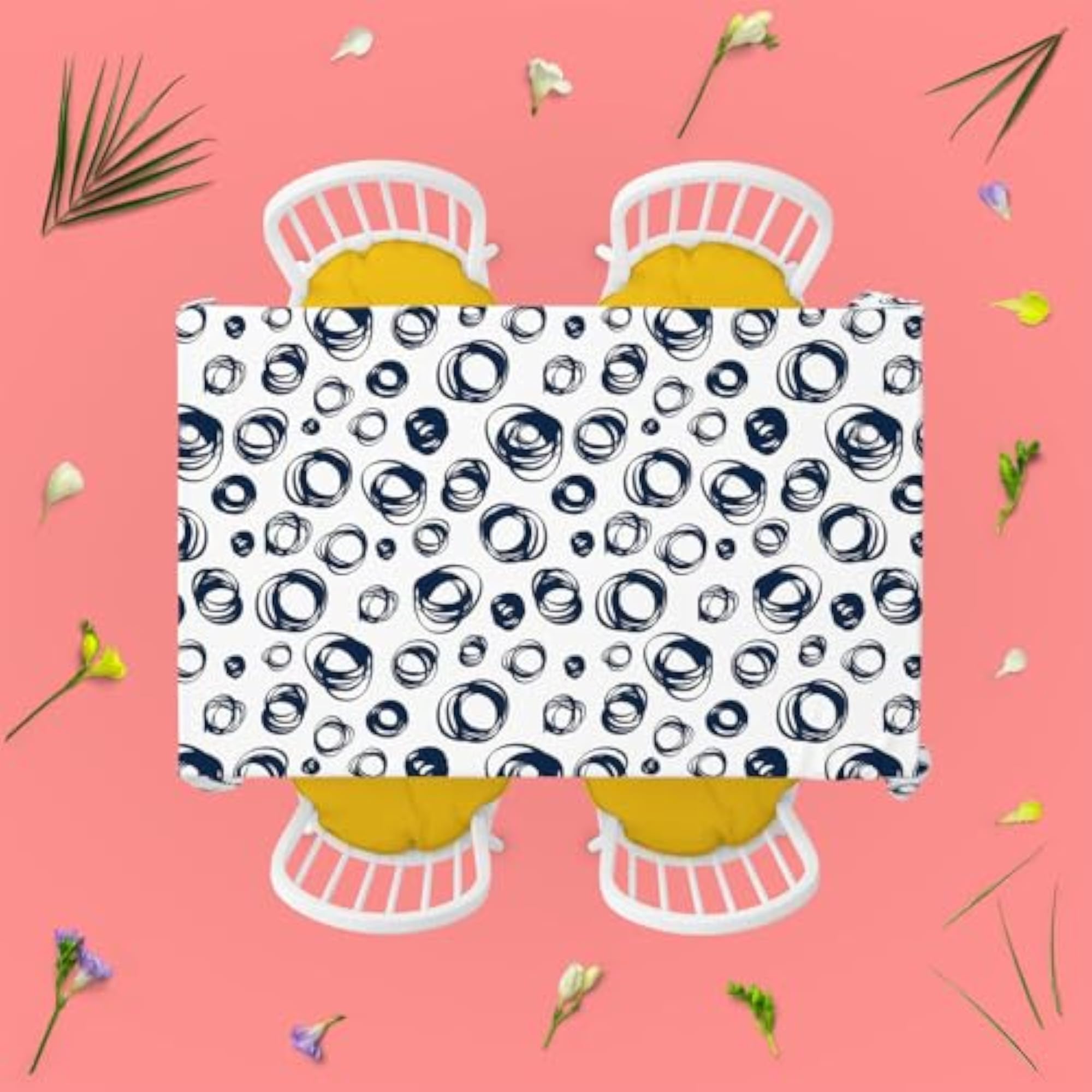 Doodle Contrast Cotton Canvas Table Cloth Cover for Dining & Center Table