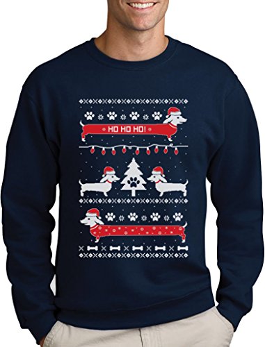 Green Turtle T-Shirts Herren Weihnachtspullover Hundeliebhaber Dackel Sweatshirt X-Large Marineblau