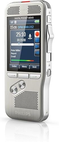 Philips Memo digital profesional de bolsillo DPM-8000 con software Cradle y Speechexec Pro